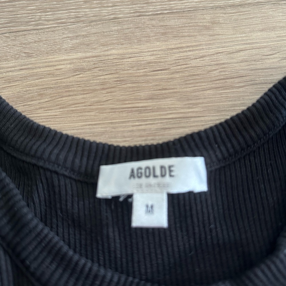 Agolde Black Ribbed Tank Top - Picture 2 of 3